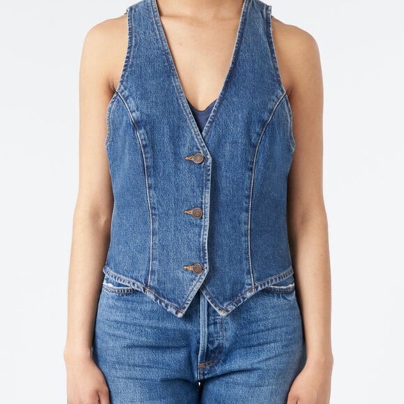 Agolde Heller Vest NEW with TAGS! Jean vest denim women’s shirt top - Picture 2 of 16